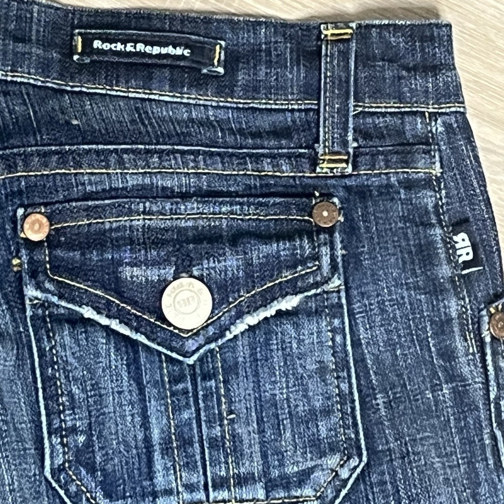 Rock & Republic Womens Scorpion Bootcut Jeans Made In USA Sz 27 Dark Wash Y2K